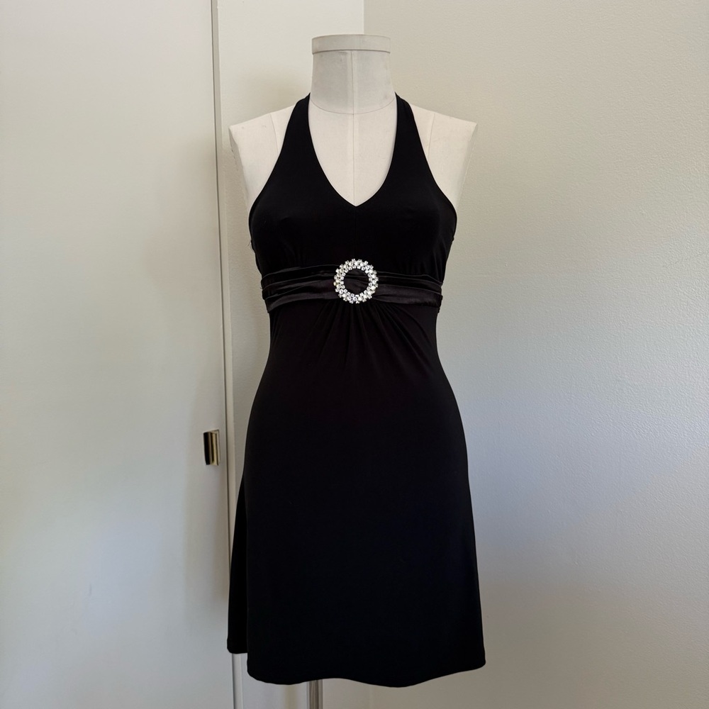 Taboo Black Halter Mini Dress